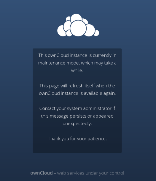 (Solved) OwnCloud Maintenance Mode