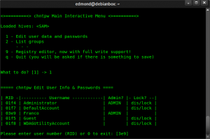 Come cancellare password login Windows da Linux