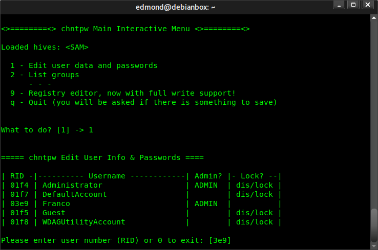 Come cancellare password login Windows da Linux
