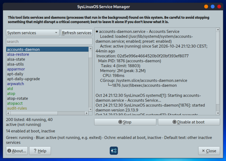 syslinuxos-service-manager-interfaccia